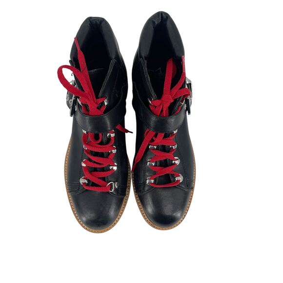 Marc Fisher Indre Hiker Boot with Red Laces Moto Lug Sole Winter Fit - Picture 7 of 13